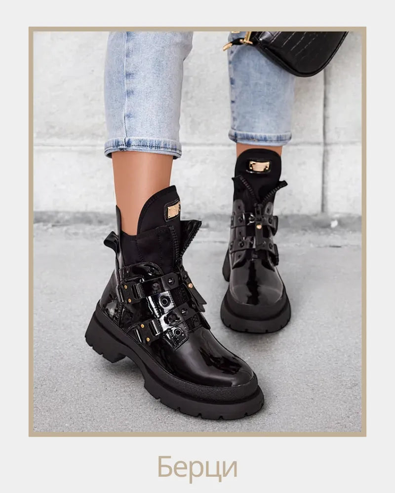 Patent Worker Boots