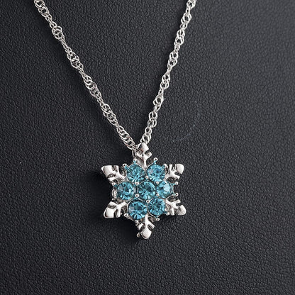 Aqua Flower Star Curb Chain Pendant