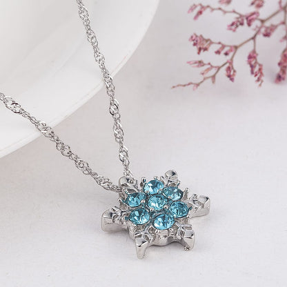 Aqua Flower Star Curb Chain Pendant