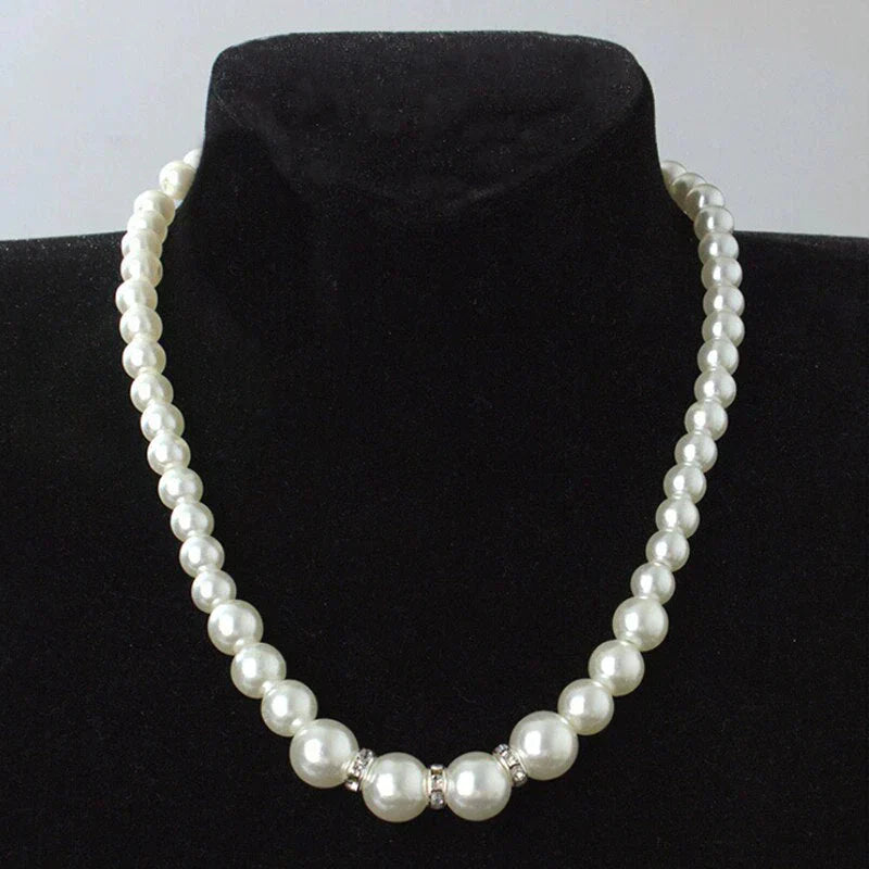 Crystal Pearls Necklace With Earrings & Bracelet