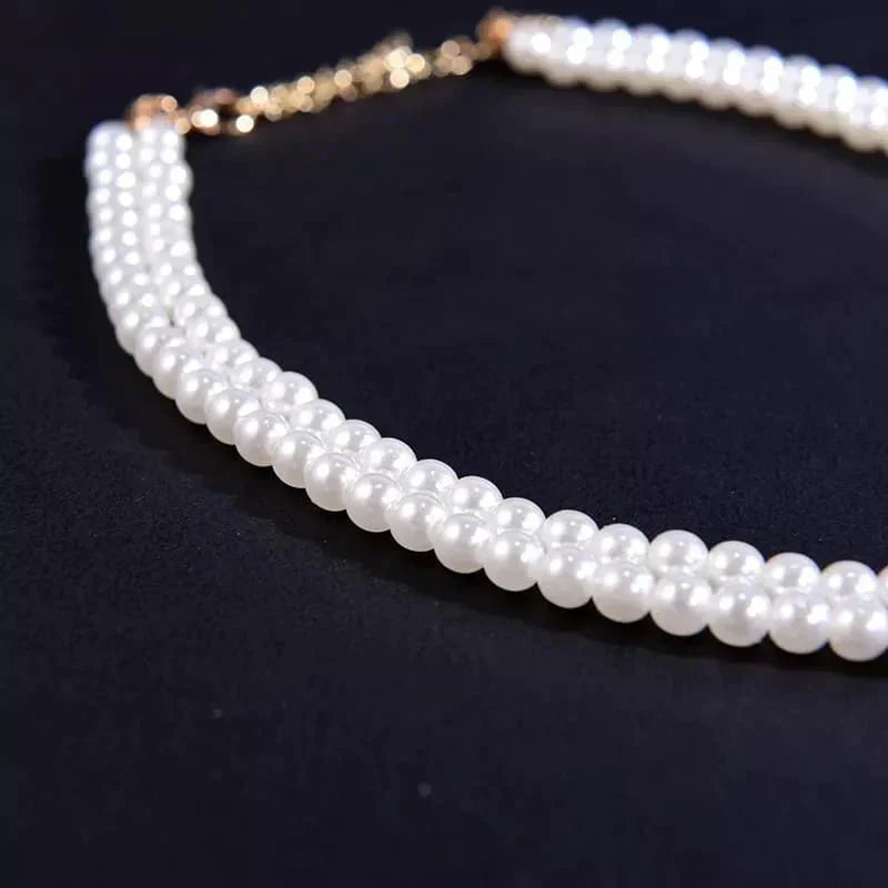 Double Layer Crystal Pearl Necklace