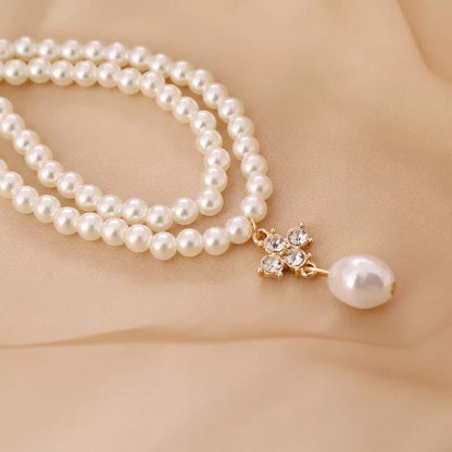 Double Layer Crystal Pearl Necklace