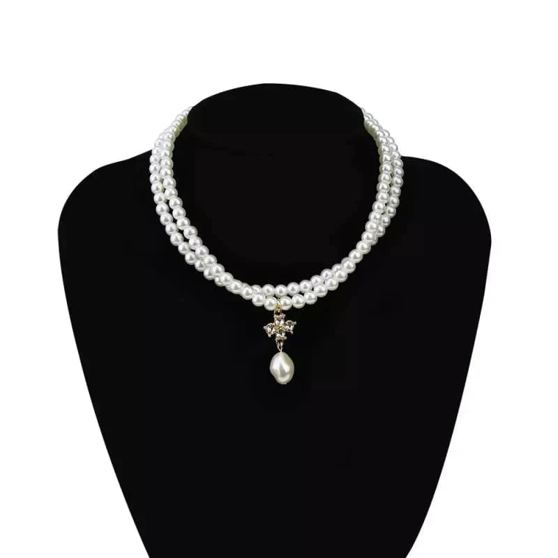 Double Layer Crystal Pearl Necklace