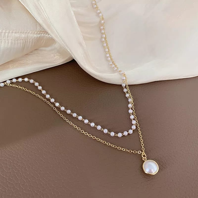 Double Layer pearl Chain Necklace