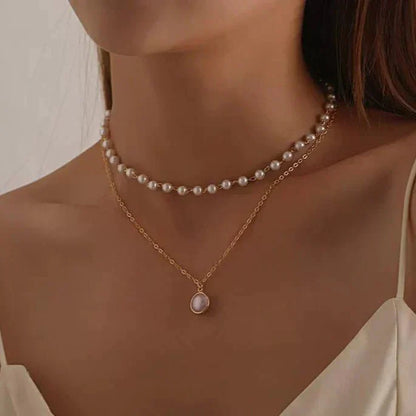 Double Layer pearl Chain Necklace