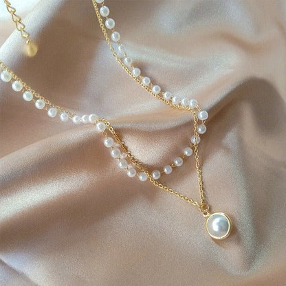 Double Layer pearl Chain Necklace