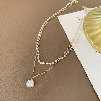 Double Layer pearl Chain Necklace