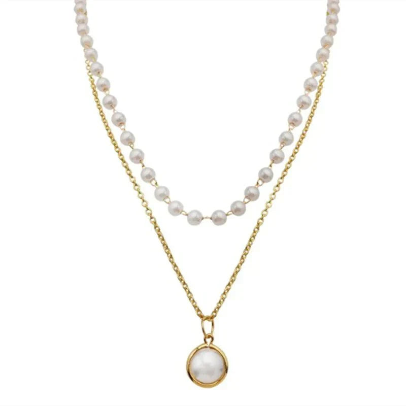 Double Layer pearl Chain Necklace