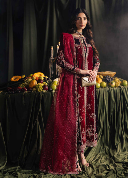 Qalamkar Luxury Embroidered Velvet 3 Piece Unstitched Suit QLM24LVE BK-04 KESIA